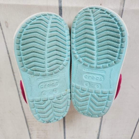 CROCS Crocband Clog Pale Turquoise Pink Flamingo  Pattern Size Baby 4-5 - Picture 12 of 12